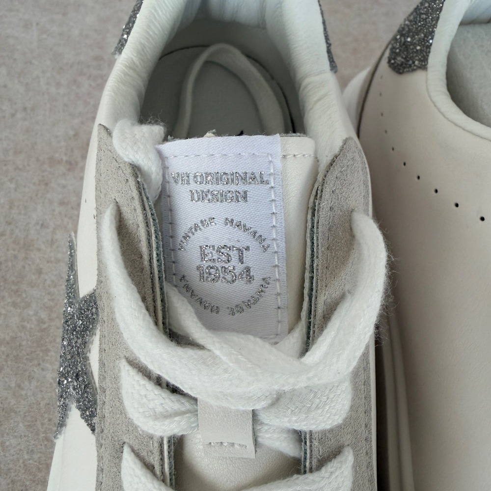 Vintage Havana Gail Size 8 White Grey Glitter Star Platform Sneakers Women's NEW - Picture 10 of 11